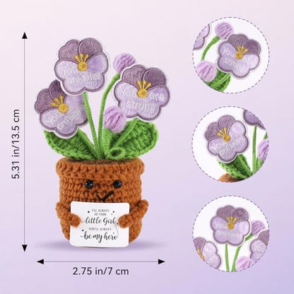 Fathers Day Dad Gifts from Daughter 2026-Mini Crochet Flower-Happy Birthday Gift for Daddy-I'll Always Be Your Little Girl,You'll Always Be My Hero - color: Father