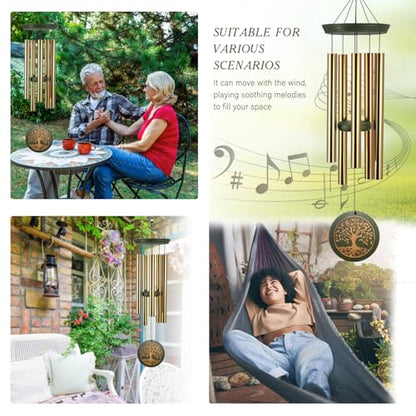 Astarin's Tree of Life Wind Chimes Sympathy Gift Outdoor Remembrance Garden - color: Family Tree