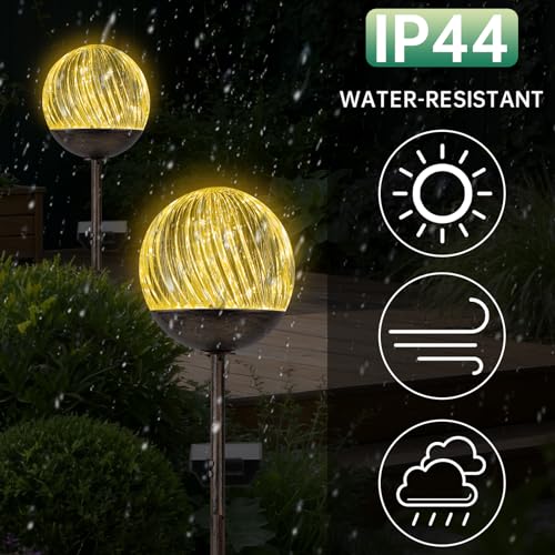 Solar Globe Stake Lights - Twinkle Effect Outdoor Acrylic Ball Garden Lights , Elegant Solar Light,Exquisite Garden Solar Balls light for Yard, Pathway, Patio, gifts for Mom (Bronze stake, 2 pack) - color: Bronze