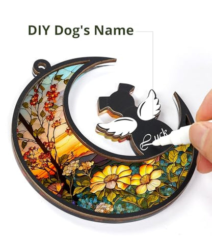 Pet Memorial Gifts for Loss of Dog,Dog Passing Away Gifts,Dog Loss Sympathy Gift,DIY Memorial Suncatcher(Sunflower)