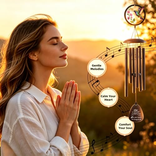 40" Memorial Wind Chimes for Outside,Hummingbird Wind Chimes - color: 40" Memorial Hummingbird Wind Chimes