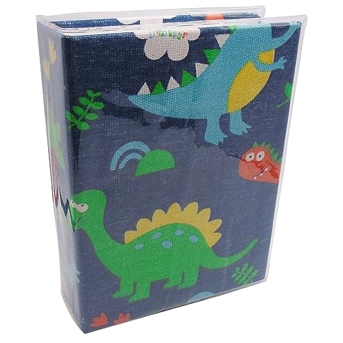Small Photo Album for Kids, 100 Pockets 4x6 Bookshelf Baby Picture Album, Slip-in Linen Cover Photo Book for Family(Dino) - color: Dinosaur