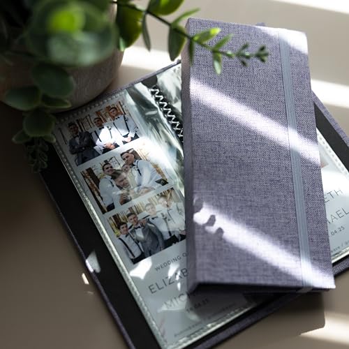 Photo Booth Photo Album - For Wedding or Party - Side Slide In 2X6 Picture Holder – Guest Book & Party Memory Keepsake – Woven Hard Cover With Band Keeps Prints Safe (PURPLE LAVENDER) - color: PURPLE LAVENDER
