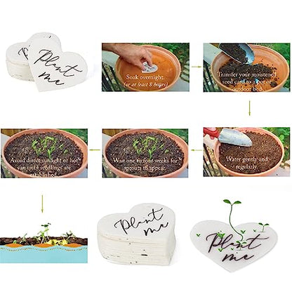 50 Plantable Wildflower Paper, Ecological Heart Shaped Babyshower Favors for Guests - Bridal Funeral Memorial Plantable Gifts NO Cards