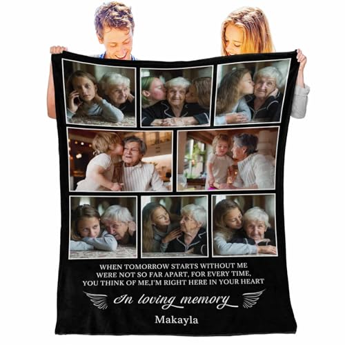 Custom Memorial Blanket with Picture, Personalized Customized Picture Blankets for Best Friend Bestie Sister BFF Christmas New Year Birthday Gifts - color: Color 14