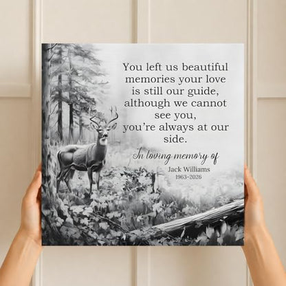 KiKiLuna Personalized in Loving Memory Deer Forest Memorial Canvas Wall Art - color: Design 5