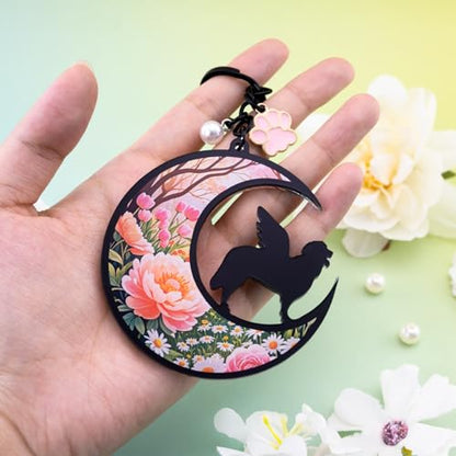 Dog Memorial Gifts for Loss of Dog Angel on Moon | Sympathy Gift Pet Memorial Gifts for Dog Bereavement Condolences Gift for Loss Dogs Bereavement Keychain