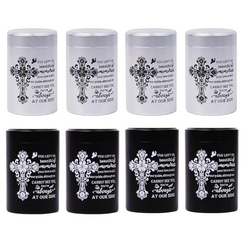 3 Inches Small Urns for Human Ashes Set of 8 - Mini Urns for Sharing - Small Keepsake Urns Memorial Ashes Holder-Cross - size: Set of 8-flower cross