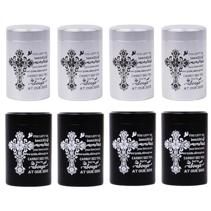 3 Inches Small Urns for Human Ashes Set of 8 - Mini Urns for Sharing - Small Keepsake Urns Memorial Ashes Holder-Cross - size: Set of 8-flower cross