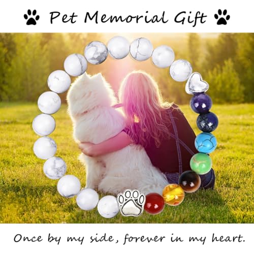 Pet Memorial Gifts Rainbow Bridge Bracelet for Loss of Dog Cat Pet Memorial Bracelet with Rainbow Bridge Poem Card Cat Dog Paw Charm Bracelet Pet Sympathy Gift for Women Men Pet Lovers