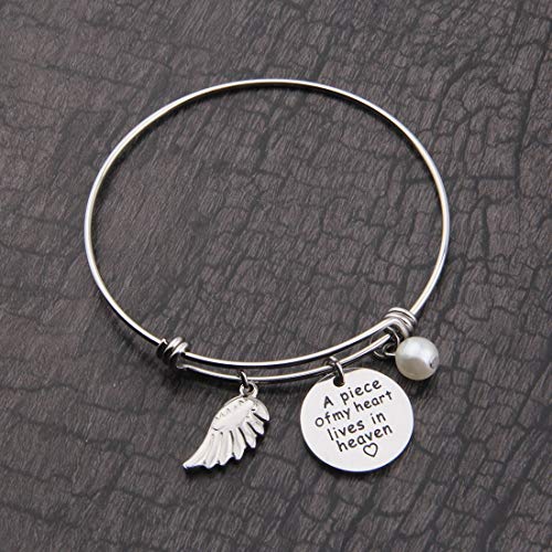 Memorial Jewelry Sympathy Gift A Piece of My Heart Lives In Heaven Lariat Y Necklace Loss Jewelry Gift - color: a piece bracelet