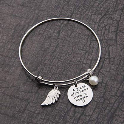 Memorial Jewelry Sympathy Gift A Piece of My Heart Lives In Heaven Lariat Y Necklace Loss Jewelry Gift - color: a piece bracelet