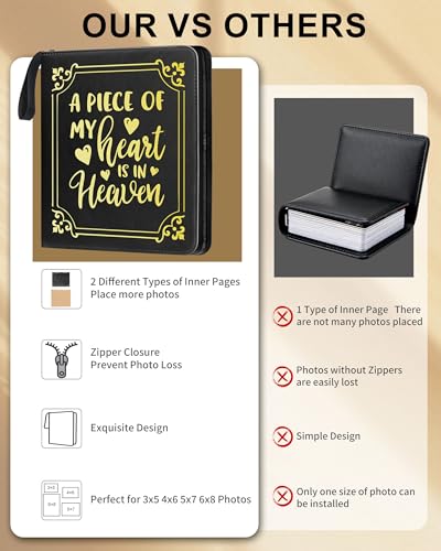 Memorial Photo Album 4x6 100 Photos, Leather Memory DIY Scrapbook with 25 Sheets and 20 Blank Kraft Sheets, Sympathy and Bereavement Gift for Loss of Loved One Condolences Gifts - color: Black