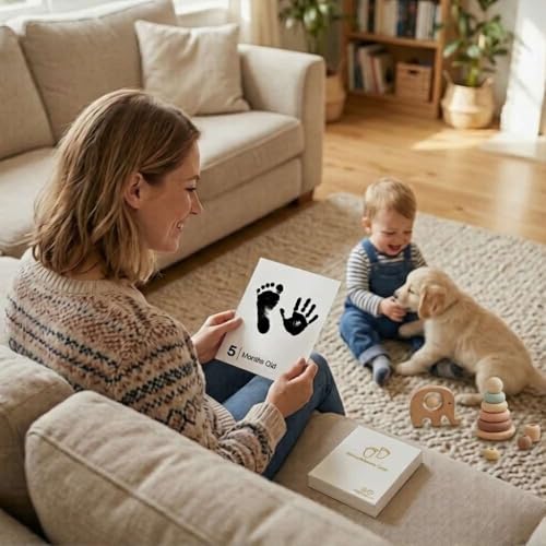 Baby Inkless Milestone Cards Hand Casting Kit Ink Print Hand and Footprint Kit Dog or Cat Pet Paw Print Kit Baby Newborn Footprint Kit Photo Album Keepsake Book Feet Stamp (Single FineGift Set) - style: Single Fine Gift Set