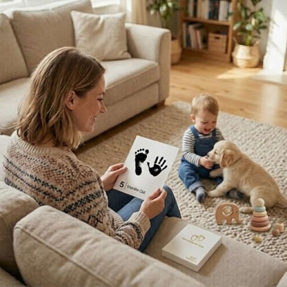 Baby Inkless Milestone Cards Hand Casting Kit Ink Print Hand and Footprint Kit Dog or Cat Pet Paw Print Kit Baby Newborn Footprint Kit Photo Album Keepsake Book Feet Stamp (Single FineGift Set) - style: Single Fine Gift Set