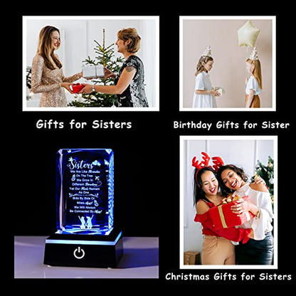 Movdyka Sister Gifts for Sisters Funny, 3D Layser Engraved Sisters with Base, Best Unique Birthday Christmas Wedding Graduation Sister Gifts Ideas from Sisters Brother for Soul Big Little Sister - style: Sister Gifts