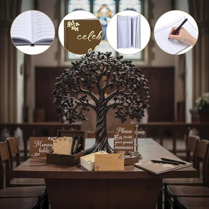 Celebration of Life Guest Book Funeral Memory Cards, Tree - style: Tree