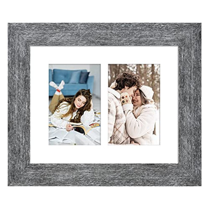 8x10 Collage Frame, 2 Open 4x6 Photo Frame Collage for Wall - color: Grey, size: 8x10 - (2 open4x6）
