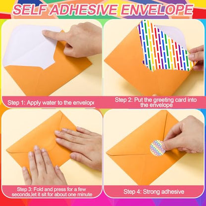 Motiskyy 100 Pcs Blank Cards with Envelopes 4x6, Bright Patterns Blank Greeting Cards, 10 Designs, Ideal Stationary Set for All Occasions, Stationary with Matching Colored Envelopes and Stickers - style: Bright