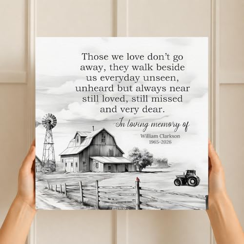 KiKiLuna Personalized In Loving Memory Farmhouse Memorial Canvas Wall Art - color: Design 7