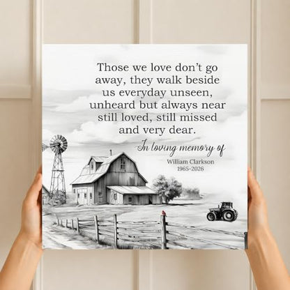 KiKiLuna Personalized In Loving Memory Farmhouse Memorial Canvas Wall Art - color: Design 7