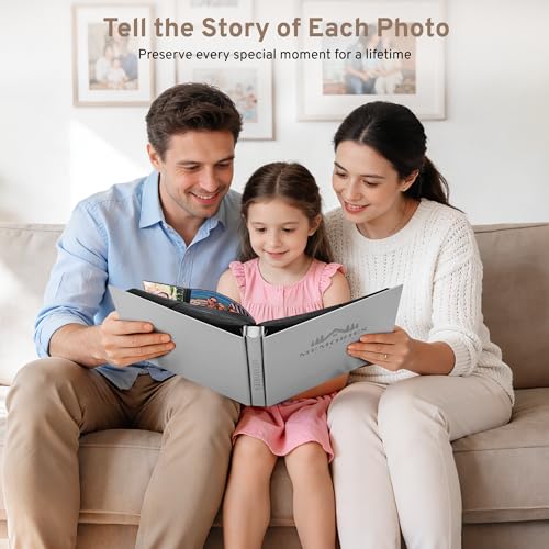 DazSpirit 4x6 Photo Album, 600 Pockets, Leather Cover, Slip-In Pages | Embossed Leather Cover, Extra-Large Memory Book for Wedding, Baby, Anniversary and Family Photos, Grey - color: Grey