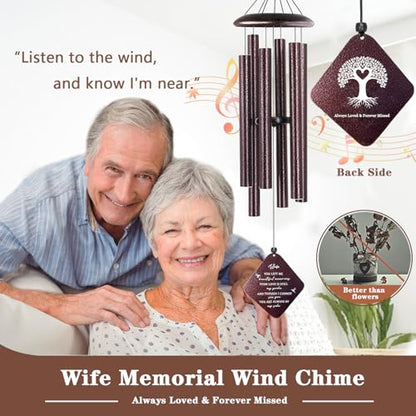 Sympathy Gifts for Loss of Wife, 32"" Memorial Wind Chimes for Loss of Wife, Loss of Wife Sympathy Gift, Condolence Bereavement Gifts in Memory of Wife, Bronze - size: Wife