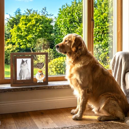 XWZO dog memorial gifts for loss of dog sympathy gift pet memorial gifts for dogs Rotating Wooden Frame for 4x6 Photo & pet fur keepsake sympathy gift