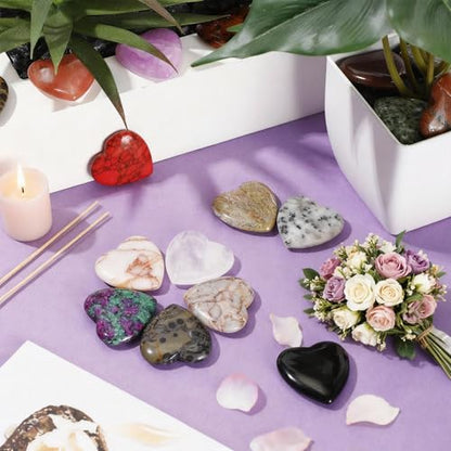 Nuenen 72 Pcs Heart Healing Stone 1.2 Inch Polished Healing Crystal Chakra Gems - size: 1.2 Inch