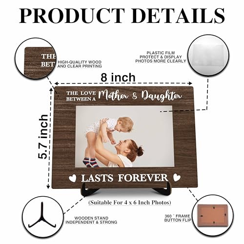 Mom Pictures Frame, The Love Between A Mother And Daughter Photo Frame with Stand, Mother's Day Gifts From Daughter, Farmhouse Home Living Room Bedroom Office Decoration -a50, Rustic - color: Mother & Daughter