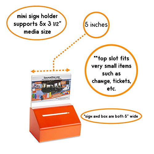 SOURCE ONE Acrylic Heavy Duty Donation/Ballot Box with Lock and Sign Holder - color: Orange, size: 2 Pack