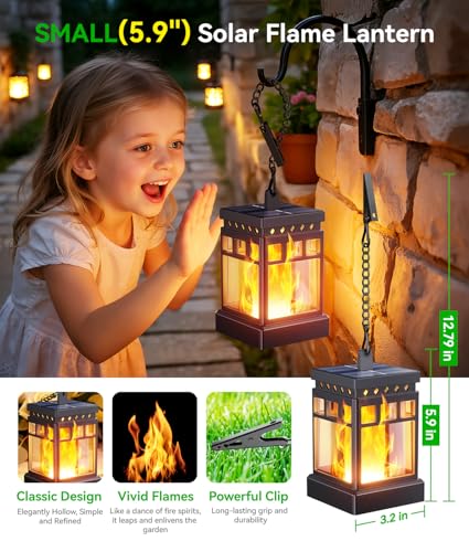 KOOPER 4 Pack Solar Lanterns Outdoor, Flickering Flame Halloween Decor - size: 4 Pack
