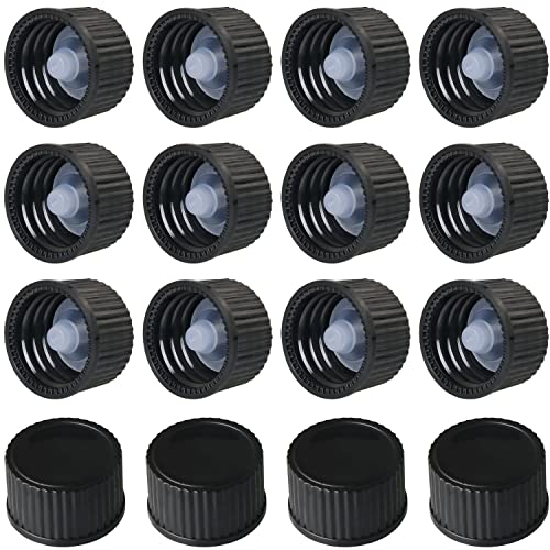 MEETOOT 16pcs Phenolic Resin Cover 18mm Black Poly Seal Screw Caps for Daily Chemicals, Food, Cosmetics Bottles - size: 18mm