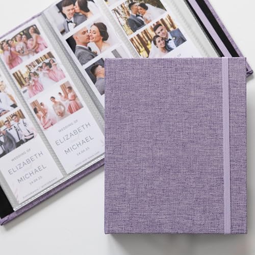 Hardcover Linen Photo Booth Photo Album - For Wedding or Party - Holds 80 Photobooth 2x6 Photo Strips - Slide In (PURPLE LAVENDER, 2X6) - color: PURPLE LAVENDER