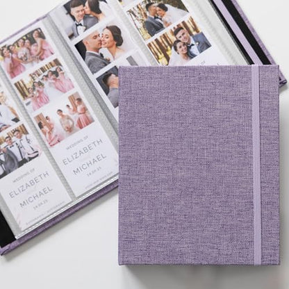 Hardcover Linen Photo Booth Photo Album - For Wedding or Party - Holds 80 Photobooth 2x6 Photo Strips - Slide In (PURPLE LAVENDER, 2X6) - color: PURPLE LAVENDER