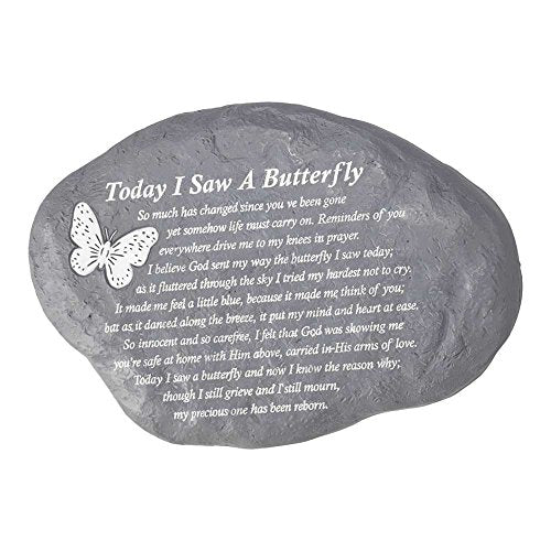 Dicksons Today I Saw A Butterfly Pewter Gray 10 x 7 Inch Resin Stepping Stone or Wall Plaque