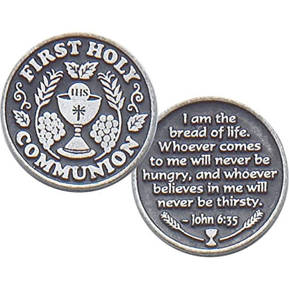 Cathedral Art Pewter (Abbey & CA Gift) First Holy Communion Pocket Token, 1-Inch (PT126) - style: First Communion