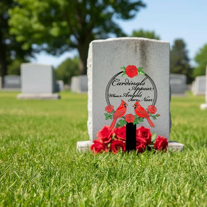 Cardinals Memorial Grave Stake with Cardinals Appear When Angels are Near - Metal Sympathy Grave Marker, Rust-Resistant Outdoor Cemetery Decoration(Cardinal) - style: Red Cardinal