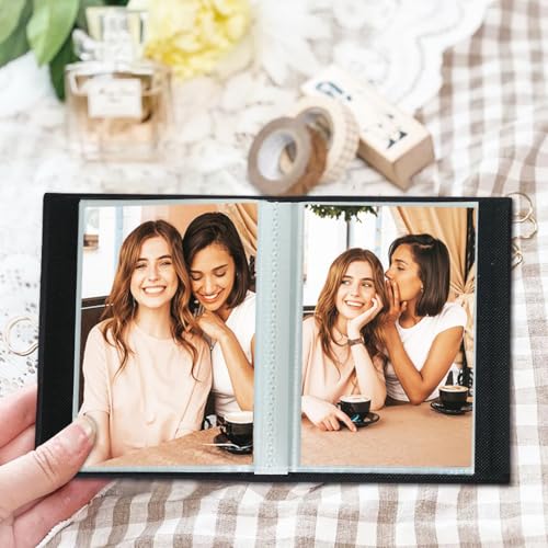 Artmag Mini Photo Album 4x6 50 Pockets 2 Pack, Linen Cover with Front Window Album Each Holds 52 Vertical Photos for Family Wedding Baby Children (Black) - color: Black, size: 50 Pockets/2PKS