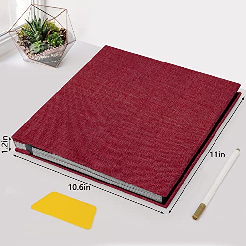 Zesthouse Photo Album Self Adhesive Pages, 60 Pages Magnetic Scrapbook Albums with Sticky Page, Photos Album Holds 8x10 & 5X7 & 4x6 & 6x8 & 3x5, Large Picture Book Ideal Gift for Family Wedding Baby - color: Red, size: 11"x10.6"/Black 60 Pages