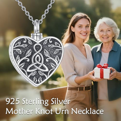 Tree of Life Urn Necklace for Ashes, S925 Sterling Silver Hummingbird/Cross/Love Heart Pendant Cremation Jewelry with Funnel Filler Memorial Keepsake Gifts for Women Men - color: Celtic Knot Urn Necklace