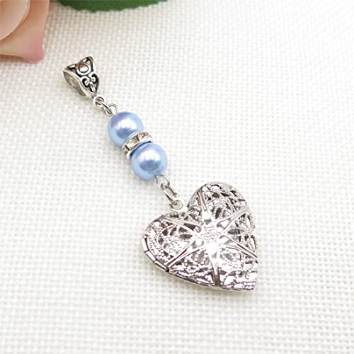 IDLAN Locket for Bouquet Charm Memorial Wedding Gift Bride Pendant Photo Keepsake Something Blue - style: Heart locket