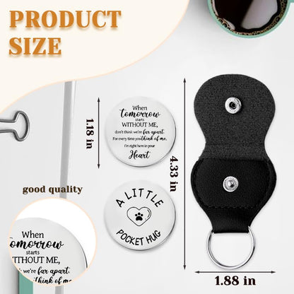 Xiyantiji Memorial Gifts for Loss of Dog Cat Leather Pocket Hug Keychain Remembrance Bereavement Gifts for Pet Owner Friends - color: Black