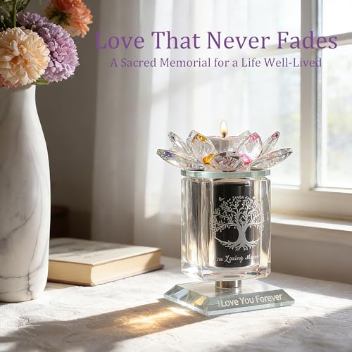 Small Urns for Human,Cremation Keepsake Photo Urn Unique Rotatable Crystal Mini Urns for Ashes Keepsake Decorative Engraving Tree of Life Pattern Urn Remember Your Love One Lost