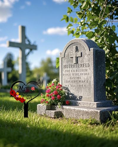 Cemetery Decorations for Grave Mom Heart Rose Butterfly Grave Decorations for Cemetery Grave Decorations - style: mom Rose Butterfly