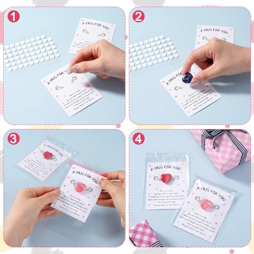 Pocket Hug Bulk with Little Heart Worry Stones and Gift Cards, Pocket Hug Token Keepsake for Friends, Colleagues, Funeral, Celebration of Life, Encouragement Party Favors (24 Sets) - color: 24 Sets