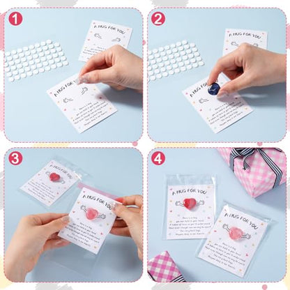 Pocket Hug Bulk with Little Heart Worry Stones and Gift Cards, Pocket Hug Token Keepsake for Friends, Colleagues, Funeral, Celebration of Life, Encouragement Party Favors (24 Sets) - color: 24 Sets