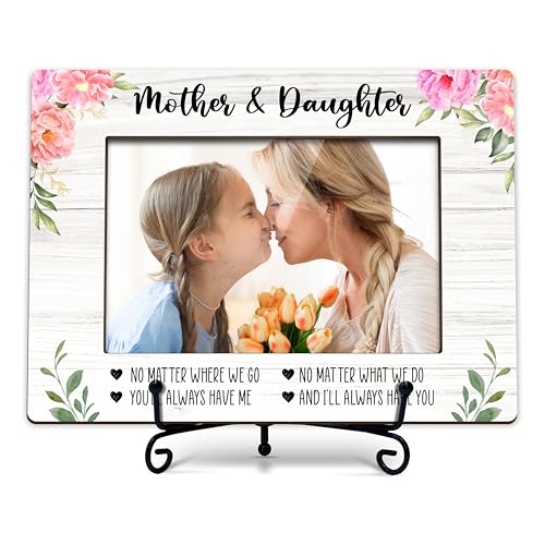 DETIHO Mom Picture Frame, 4"x6" Mothers Day Photo Gifts，Mom Wooden Picture - style: floral mother & daughter