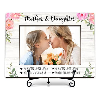 DETIHO Mom Picture Frame, 4"x6" Mothers Day Photo Gifts，Mom Wooden Picture - style: floral mother & daughter