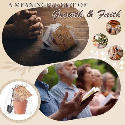 24 Sets Faith of a Mustard Seed Card Sets Christian Gifts Bulk | No Seed, Mustard Seed Packets Favor for Women, Religious Baptism Inspirational, for Church, Sunday School, Classroom Reward - style: Minimal